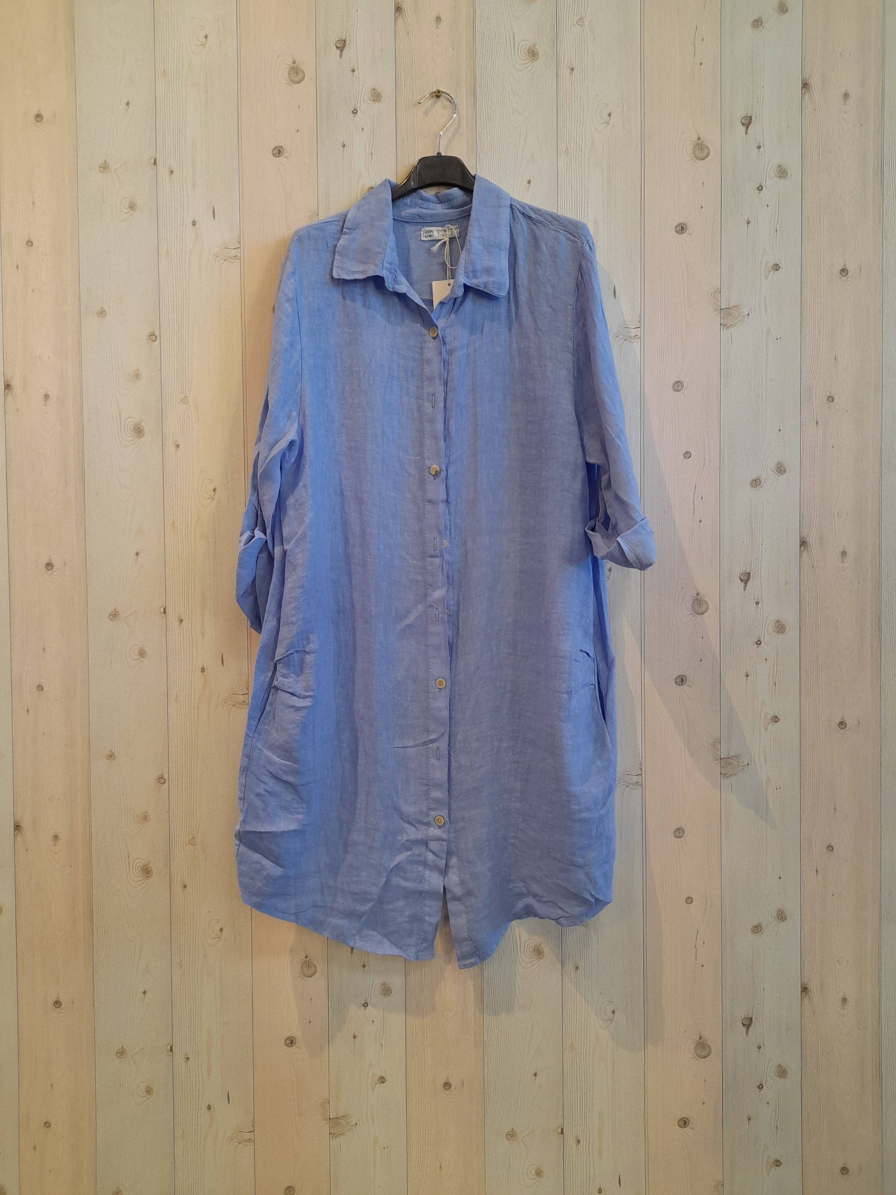 Kurzes Hemdkleid aus 100% LEINEN