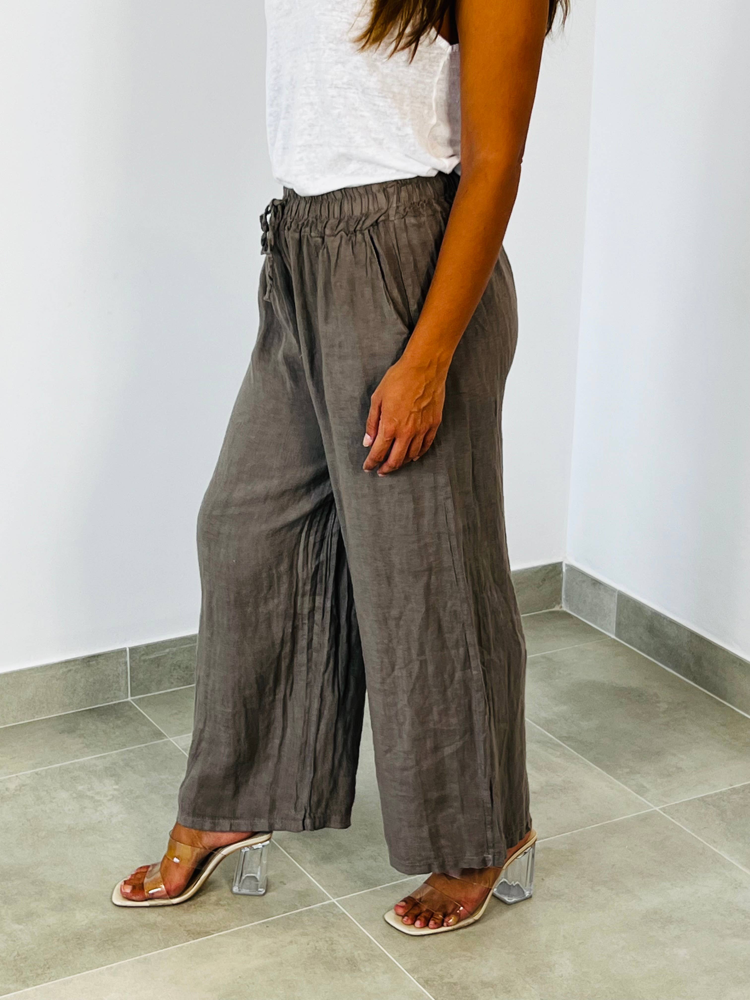Hose mit geradem Beinschnitt 100% LEINEN