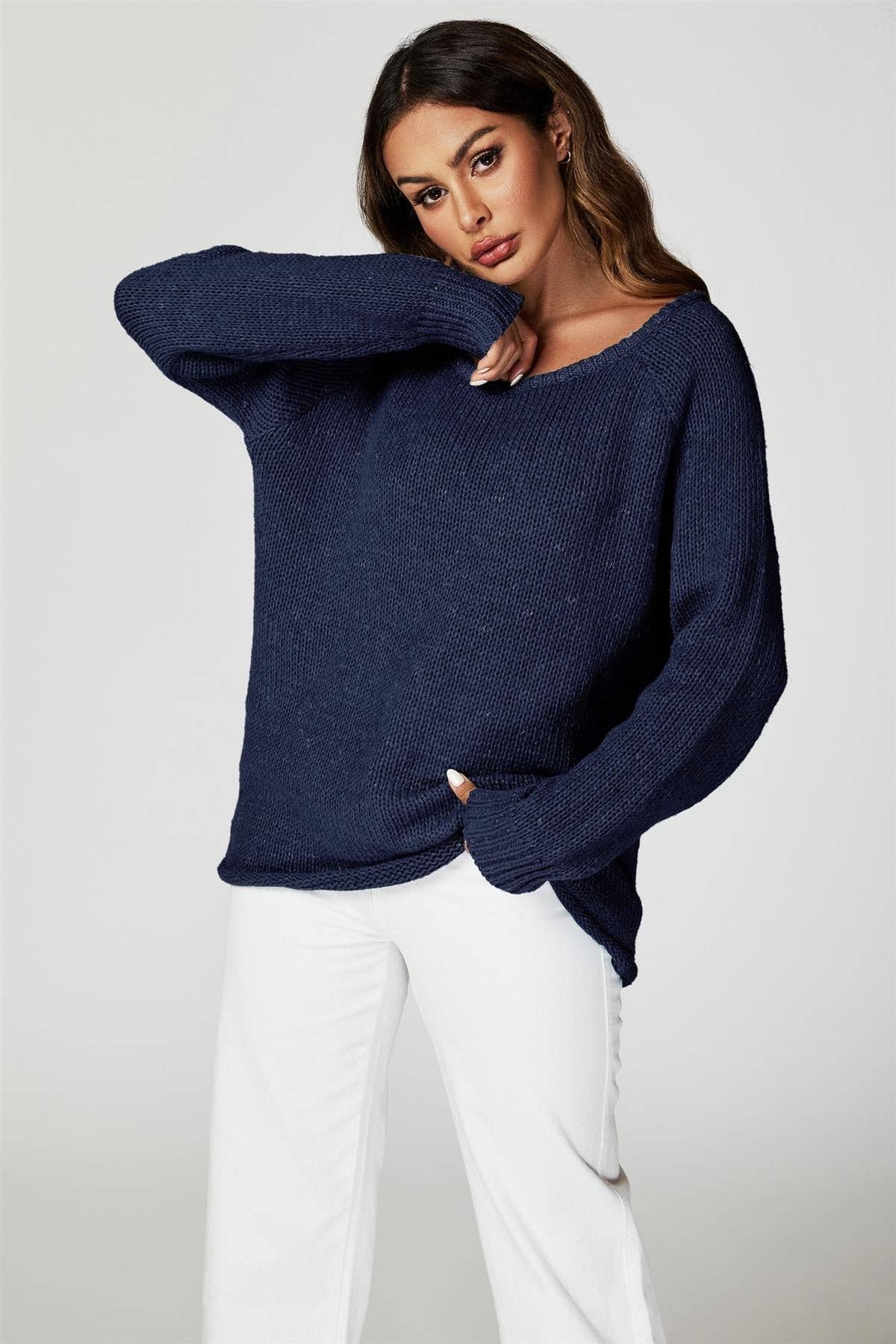 Bequemes Pullovertop in Marineblau