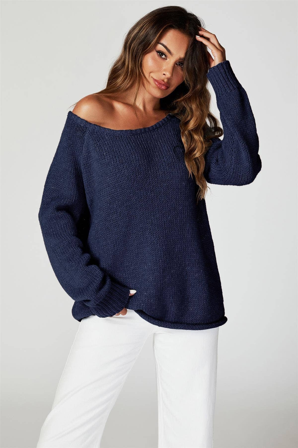 Bequemes Pullovertop in Marineblau