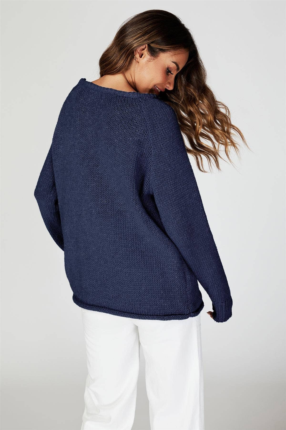 Bequemes Pullovertop in Marineblau