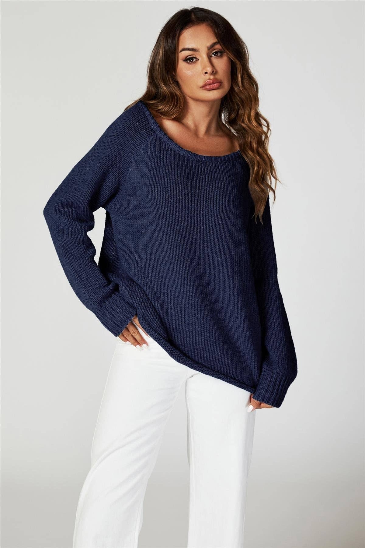 Bequemes Pullovertop in Marineblau
