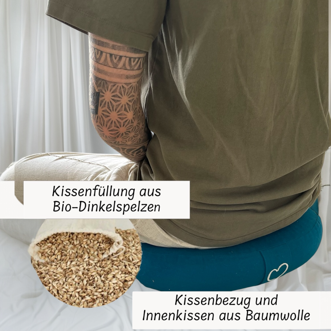 Meditationskissen Blume des Lebens – Ø 33cm 15cm hoch | personalisierbar
