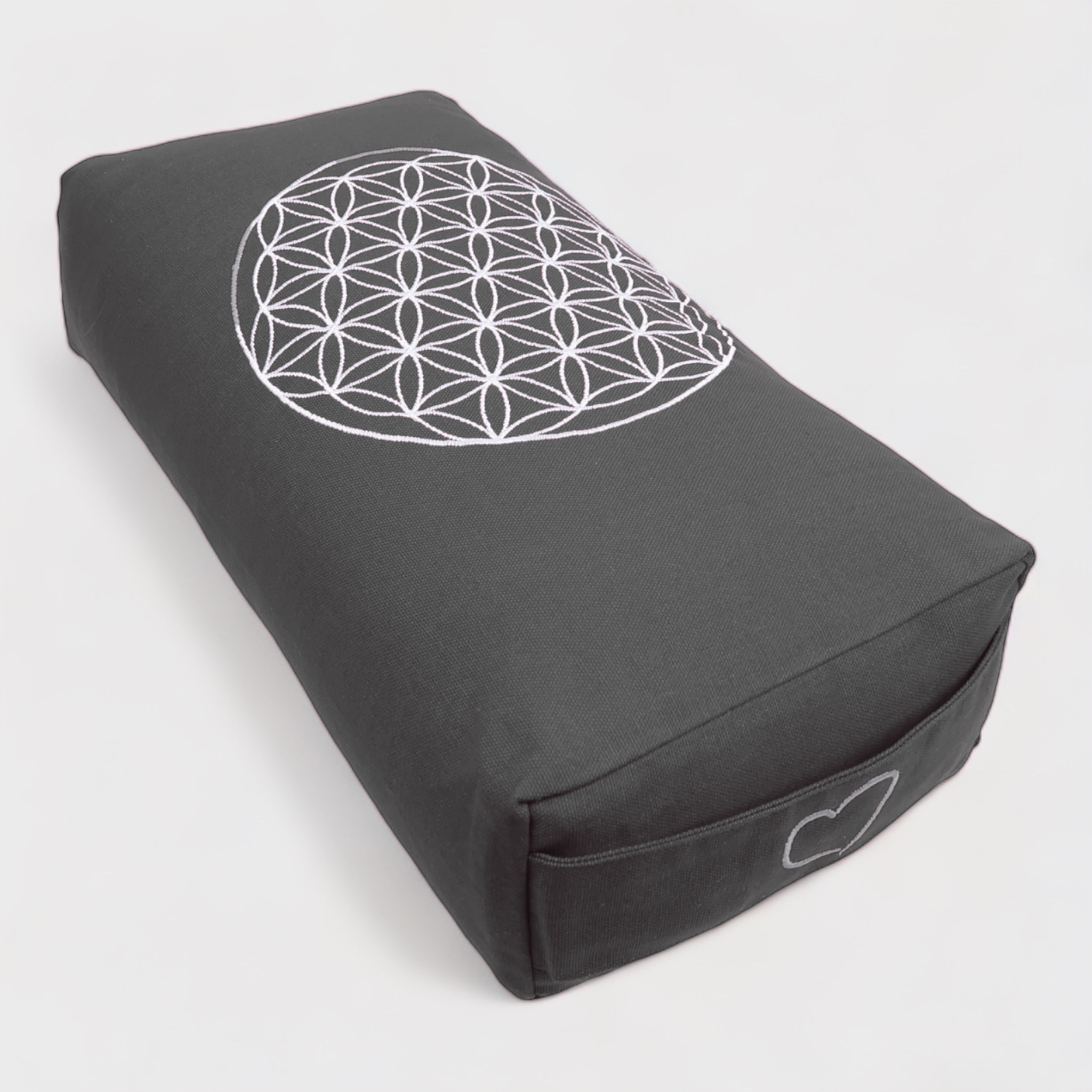 Rechteckiges Bolster Meditationskissen Blume des Lebens H: 10 cm