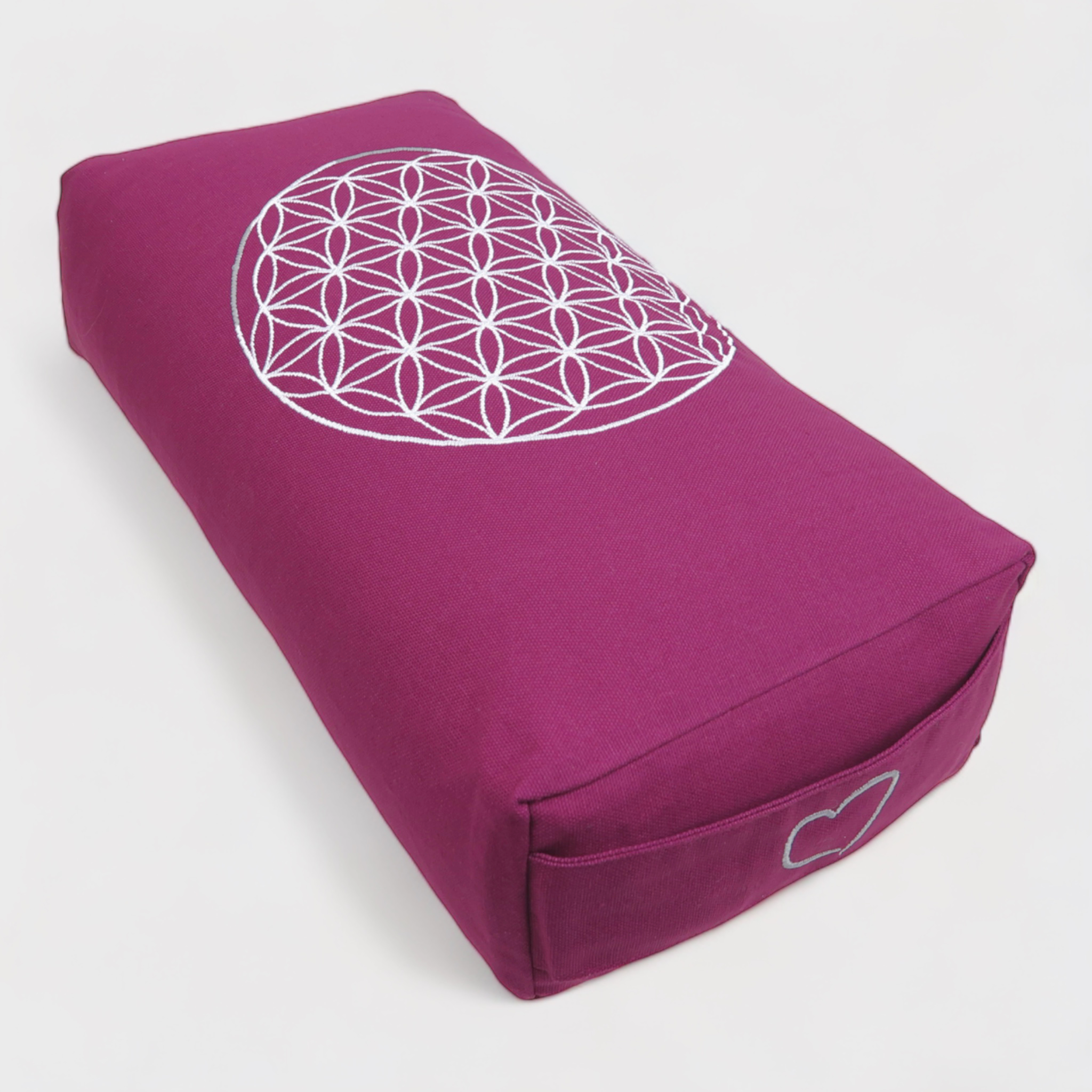 Rechteckiges Bolster Meditationskissen Blume des Lebens H: 10 cm