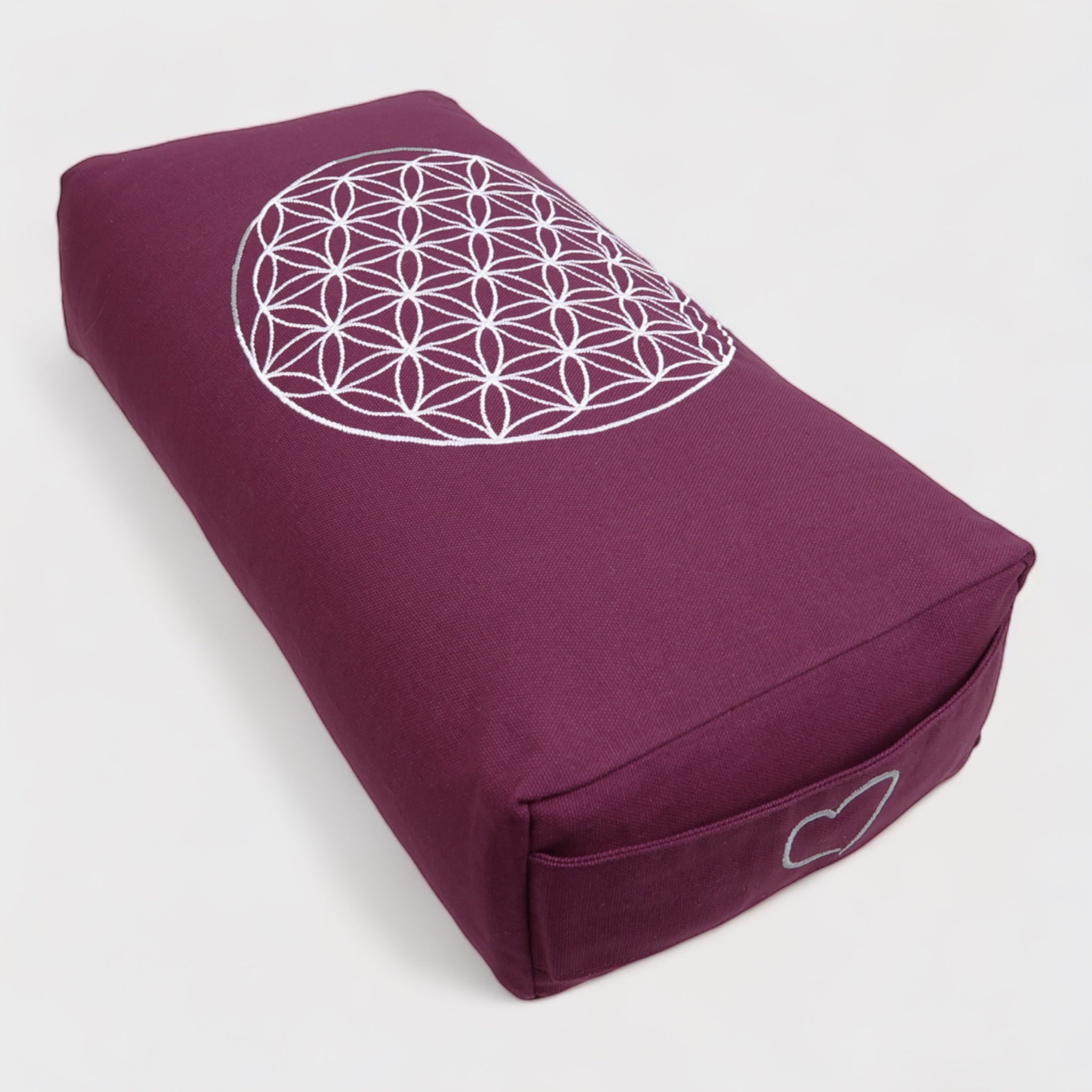 Rechteckiges Bolster Meditationskissen Blume des Lebens H: 10 cm