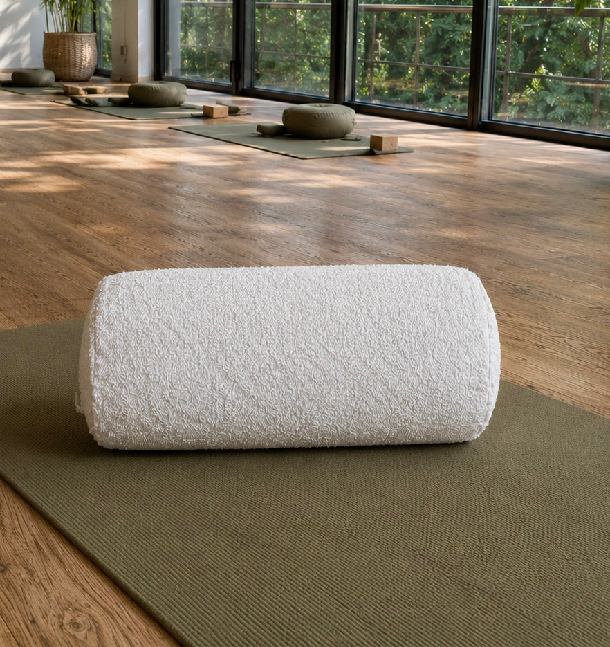 Yoga Bolster Bouclé mit Buchweizenschalen Meditationsrolle