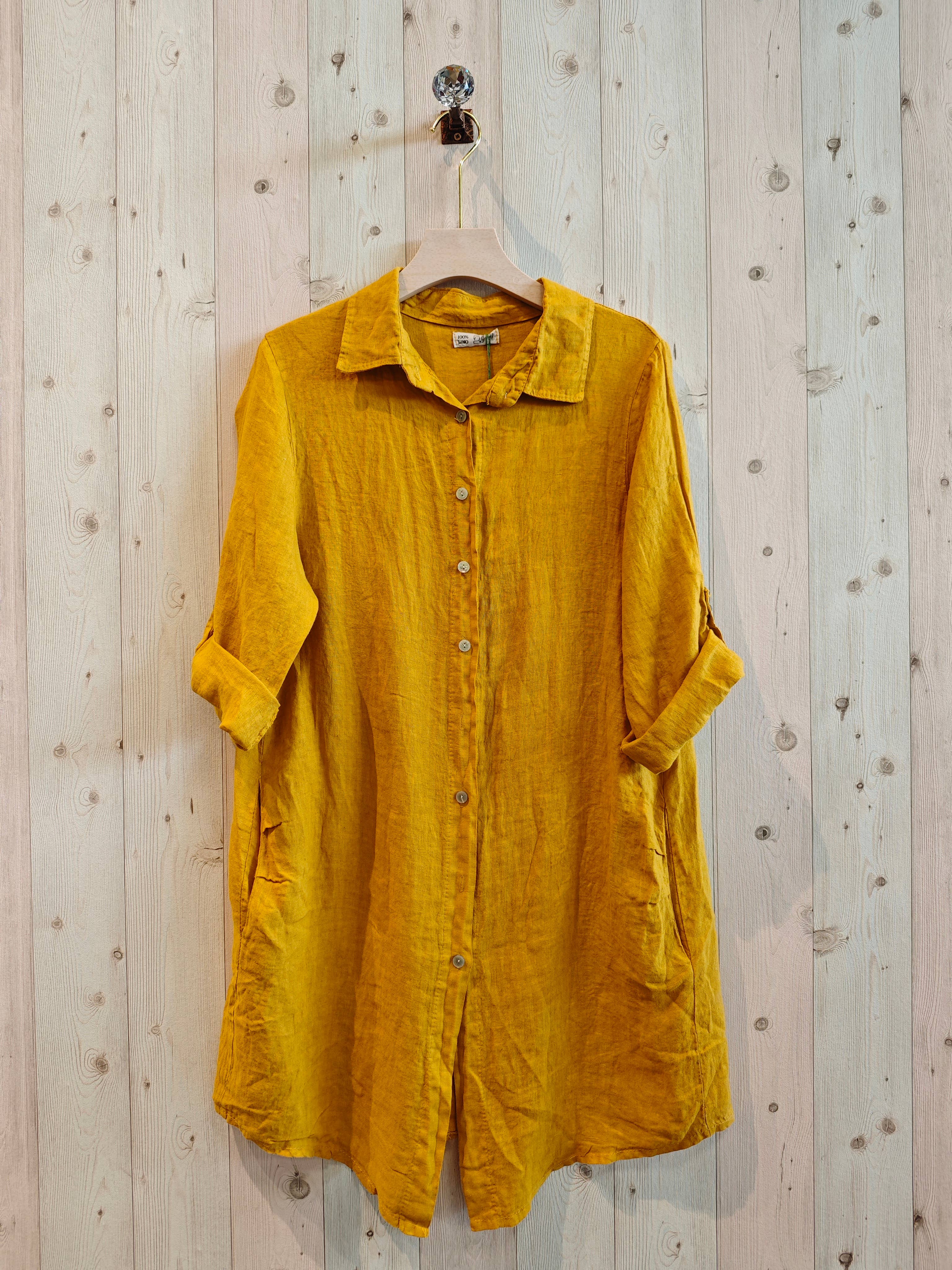 Kurzes Hemdkleid aus 100% LEINEN