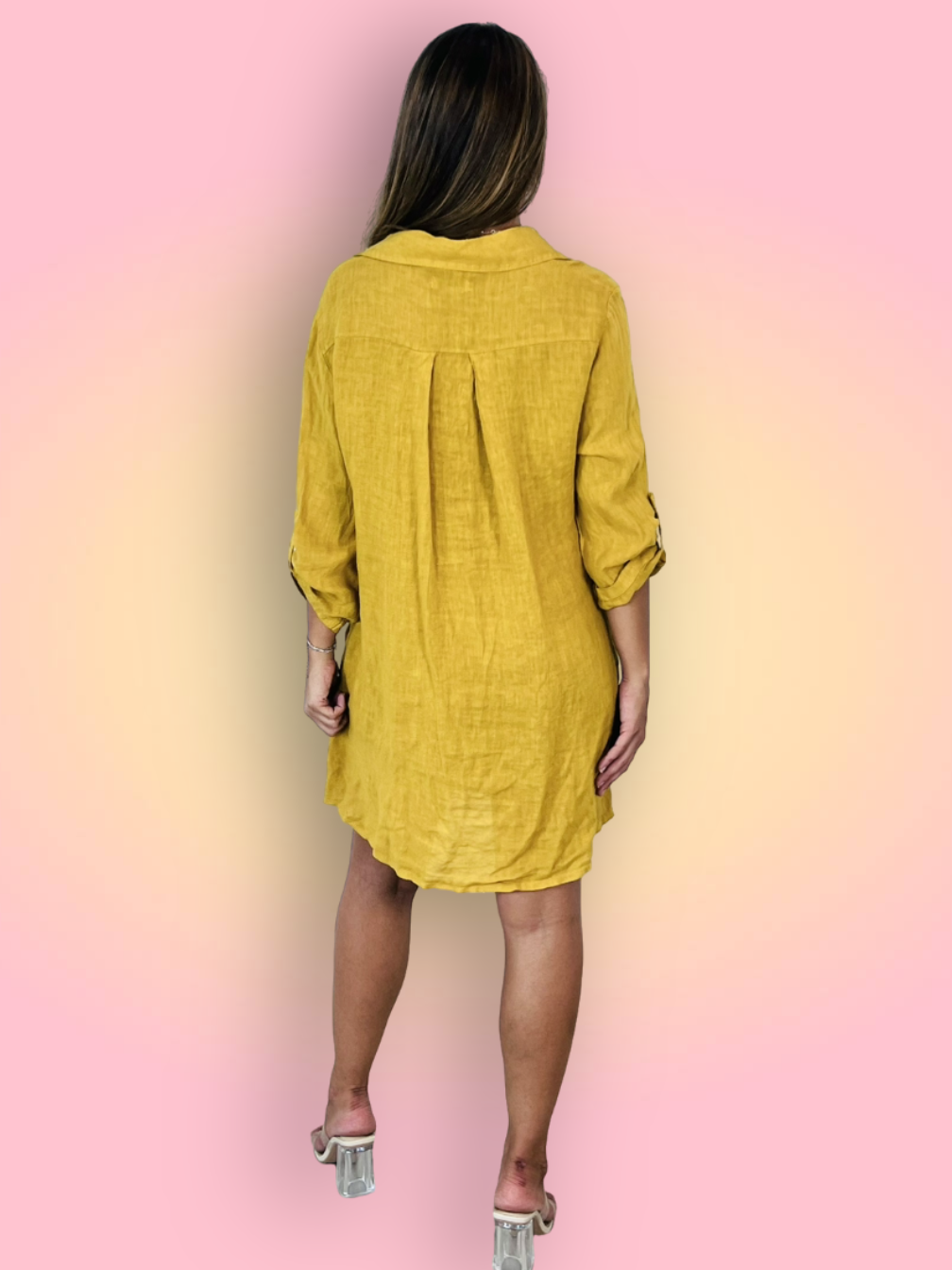 Kurzes Hemdkleid aus 100% LEINEN