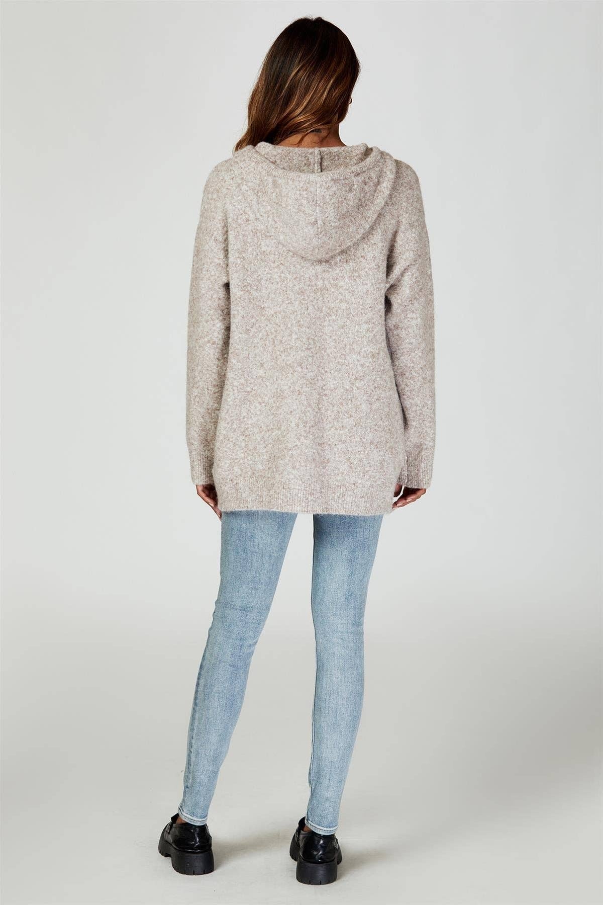 Strick-Hoodie in Beige