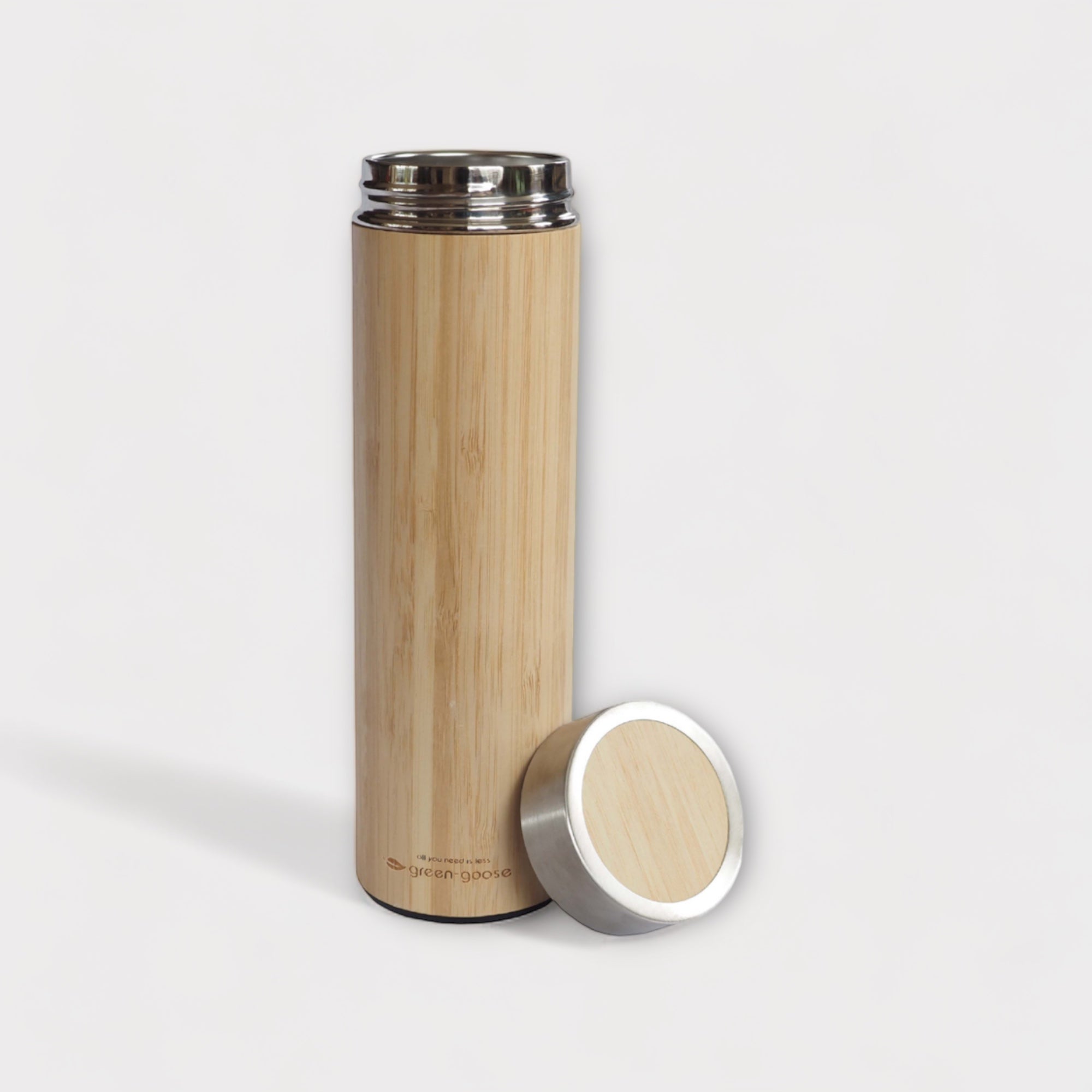 Edelstahl-Thermosflasche mit Bambusverschluss