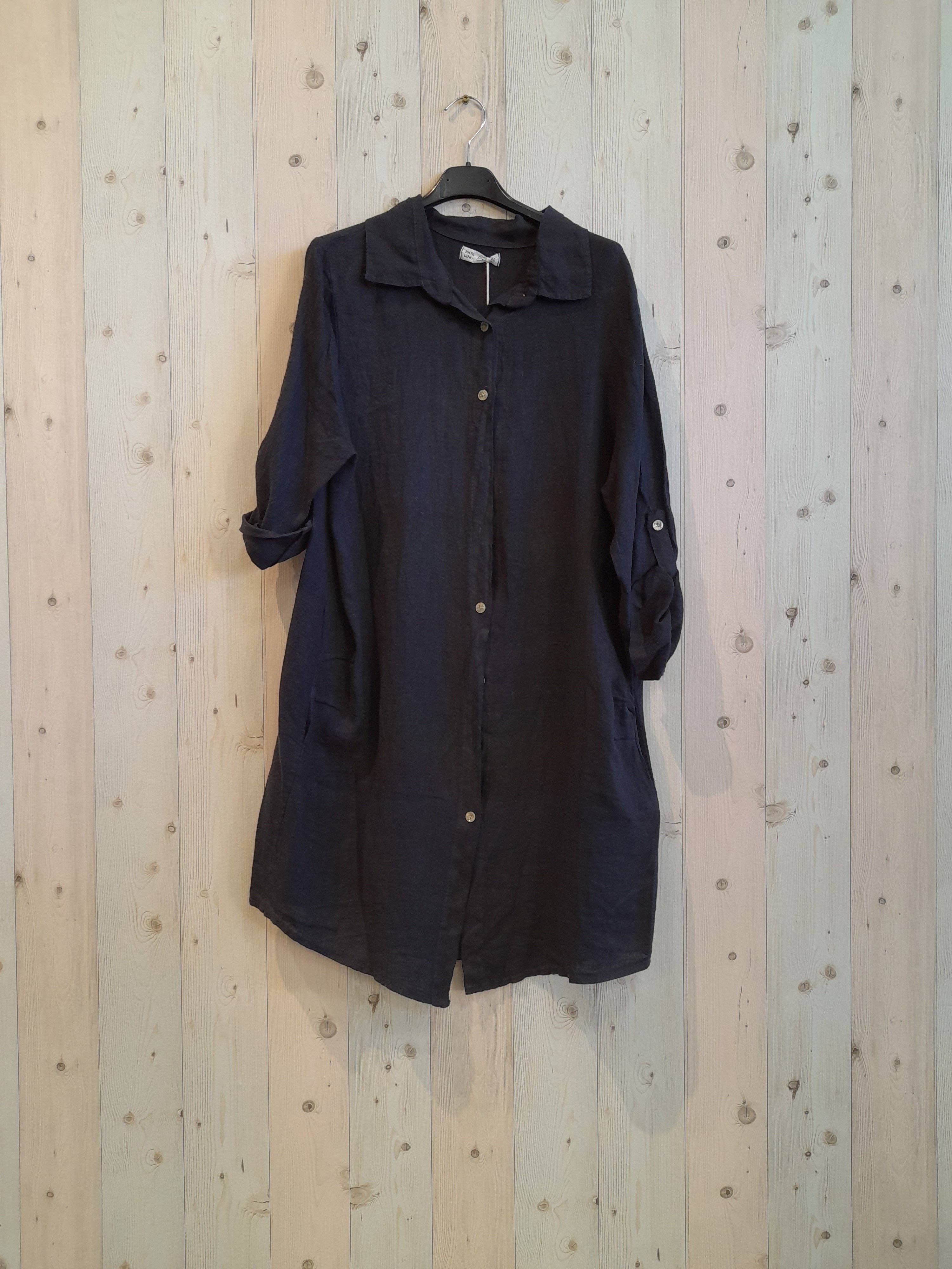 Kurzes Hemdkleid aus 100% LEINEN