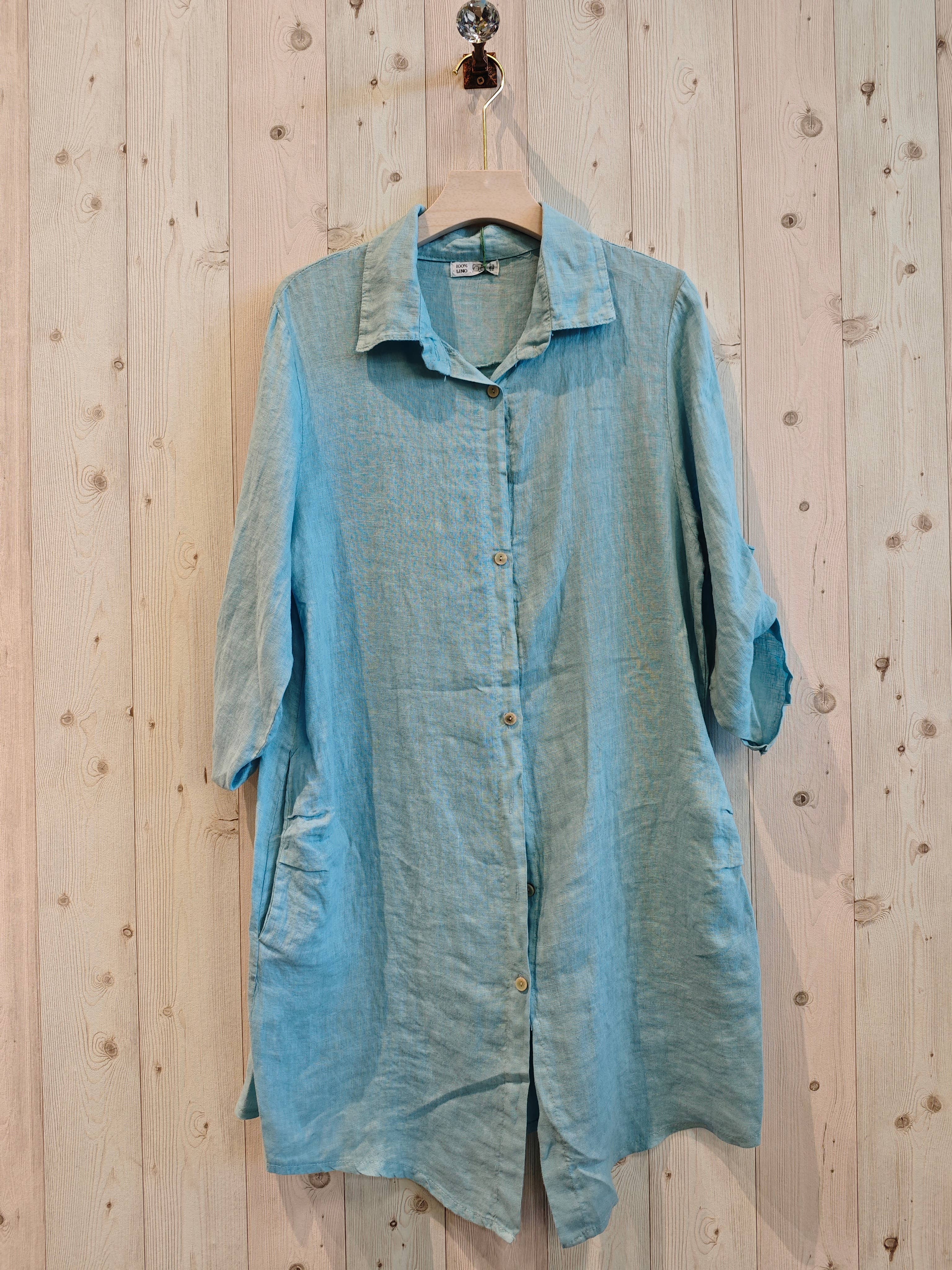 Kurzes Hemdkleid aus 100% LEINEN