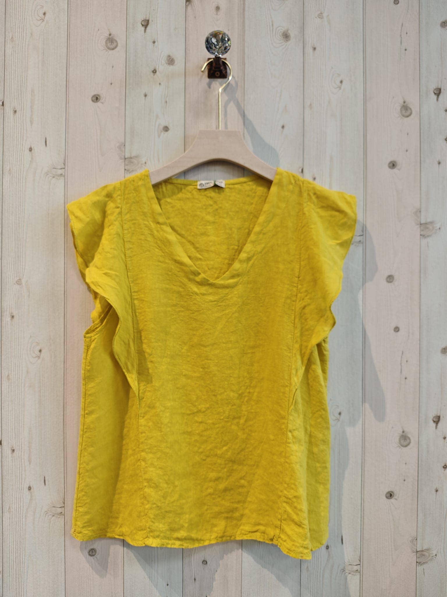 T-Shirt mit Rüschen Ärmel 100% LEINEN