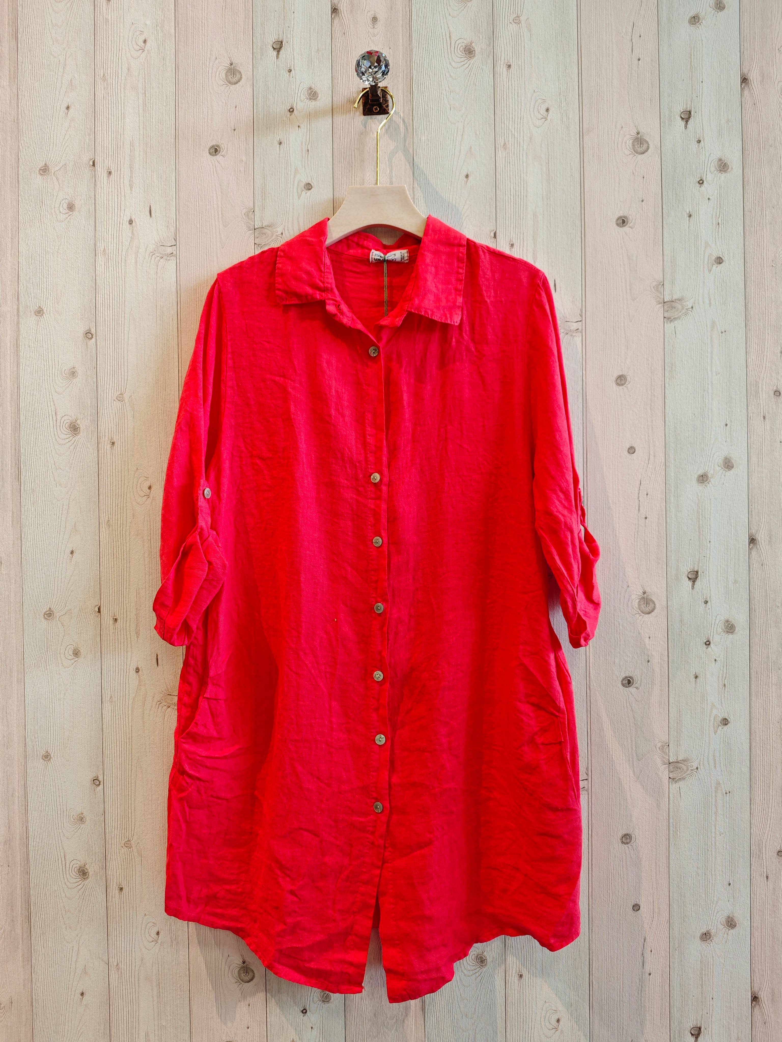 Kurzes Hemdkleid aus 100% LEINEN