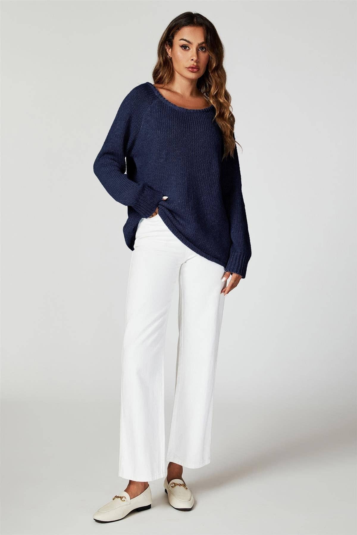 Bequemes Pullovertop in Marineblau